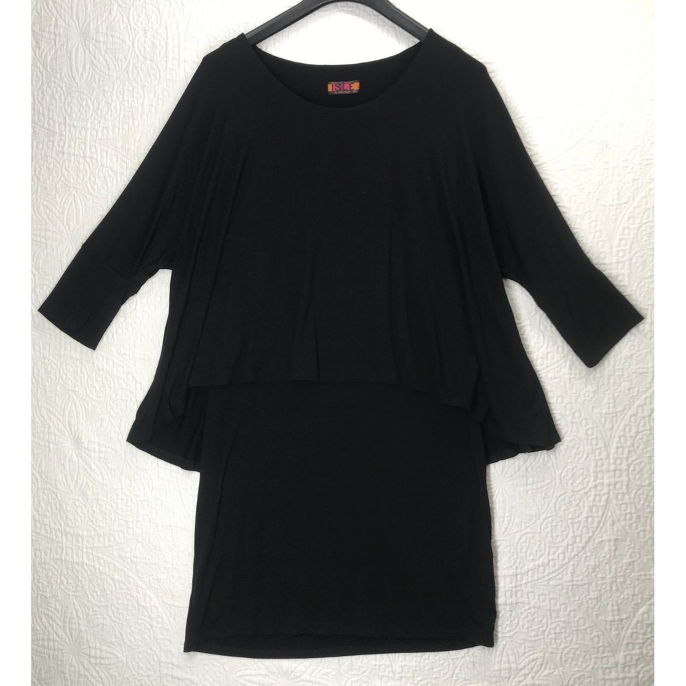 Isle by Melis Kozan Tunic Dress Size L Sleeveless Dress w Attached Top Black